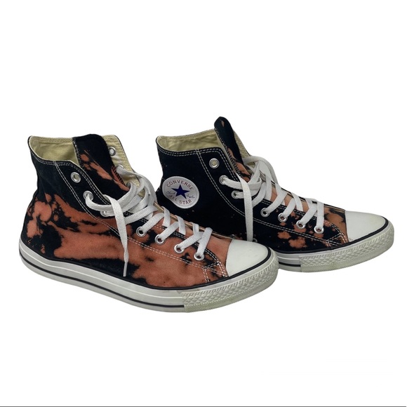 Converse Other - Converse Allstar Black Custom UpCycled
Reverse Tie Dye Shoes SZ 11